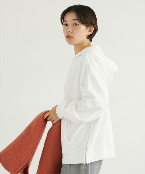 Doux archives（ドゥアルシーヴ）の「サイドジップパーカー（パーカー・レディース・チャコールグレー/オフホワイト・FREE）」の20枚目の写真