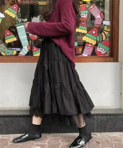 FREE STYLISTS（フリー スタイリスト）の「裾チュールティアードスカート（スカート・レディース・ホワイト/ブラック・FREE）」の16枚目の写真