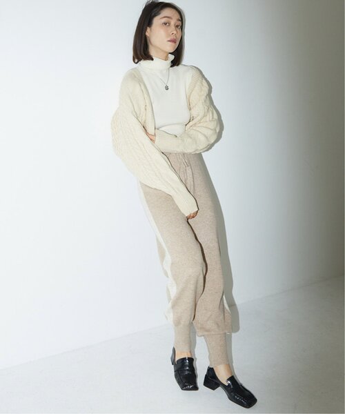 RAY CASSIN（レイカズン）の「Tales by Ray Cassin ウール混サイドラインニットパンツ（チノパンツ・レディース・ブラウン/ベージュ・FREE）」の7枚目の写真