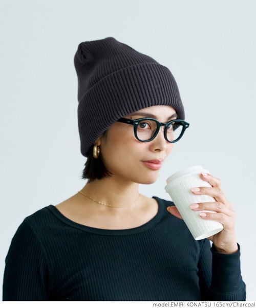 coca(coca)(コカ)の「【WEB限定セール】リブニット帽(ニットキャップ/ビーニー・レディース・チャコールグレー/ブラック・ONE SIZE)」の8枚目の写真