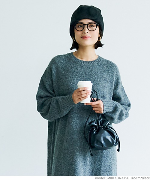 coca(coca)(コカ)の「【WEB限定セール】リブニット帽(ニットキャップ/ビーニー・レディース・チャコールグレー/ブラック・ONE SIZE)」の4枚目の写真
