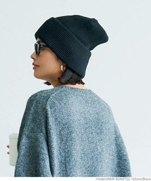 coca(coca)(コカ)の「【WEB限定セール】リブニット帽(ニットキャップ/ビーニー・レディース・チャコールグレー/ブラック・ONE SIZE)」の5枚目の写真