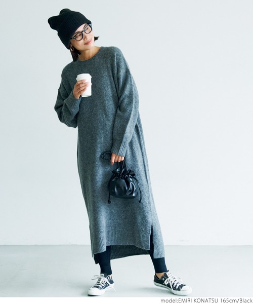 coca(coca)(コカ)の「【WEB限定セール】リブニット帽(ニットキャップ/ビーニー・レディース・チャコールグレー/ブラック・ONE SIZE)」の6枚目の写真