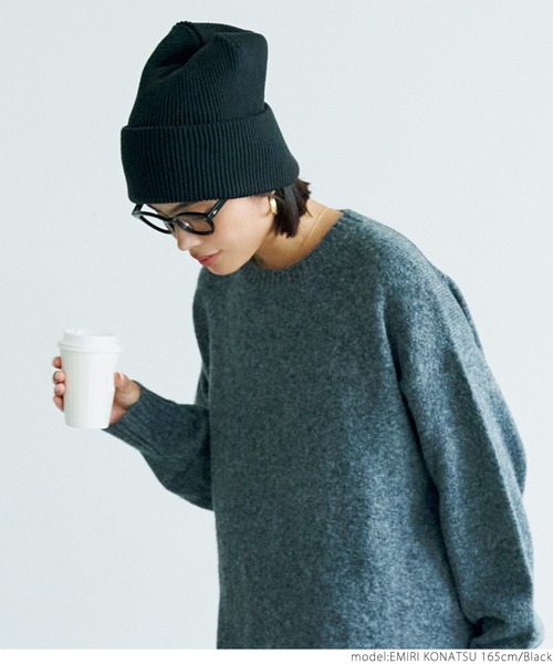 coca(coca)(コカ)の「【WEB限定セール】リブニット帽(ニットキャップ/ビーニー・レディース・チャコールグレー/ブラック・ONE SIZE)」の7枚目の写真