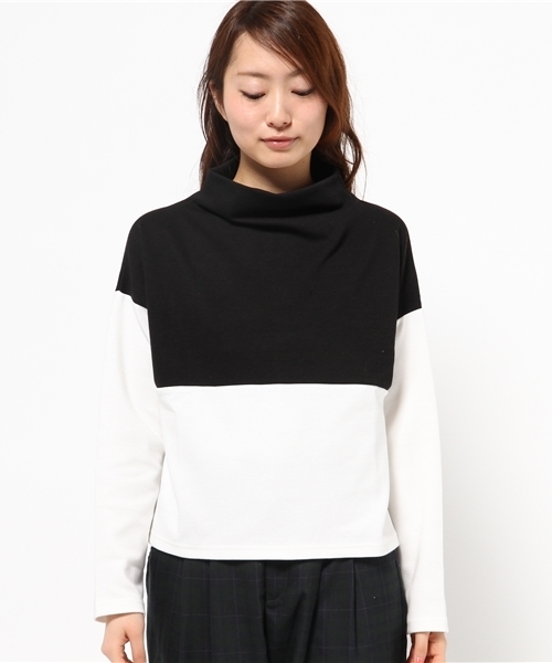 OUTLET(アウトレット)の「【who's who Chico】リップルボトルネックプルオーバー(Tシャツ/カットソー・レディース・ホワイト×ブラック/ブラック・FREE)」の3枚目の写真