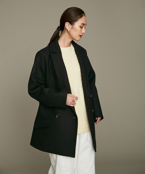 NANO universe(ナノユニバース)の「LB.01/メルトンダブルミドルコート(ピーコート・レディース・ブラック/ライトグレー・Ⅰ/Ⅱ)」の7枚目の写真