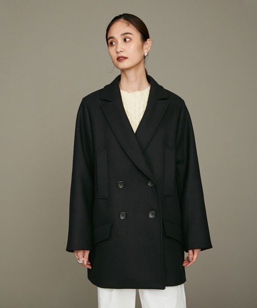 NANO universe(ナノユニバース)の「LB.01/メルトンダブルミドルコート(ピーコート・レディース・ブラック/ライトグレー・Ⅰ/Ⅱ)」の3枚目の写真