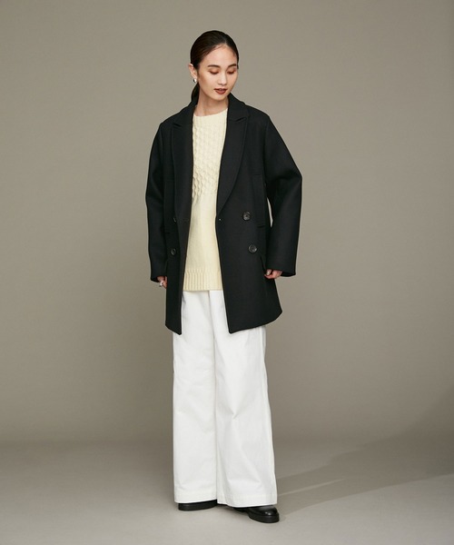 NANO universe(ナノユニバース)の「LB.01/メルトンダブルミドルコート(ピーコート・レディース・ブラック/ライトグレー・Ⅰ/Ⅱ)」の18枚目の写真