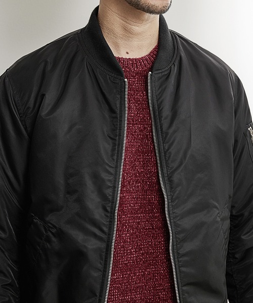 UNION STATION（ユニオンステーション）の「フォースナイロンMA-1ブルゾン（MA-1・メンズ・ライトブルー/ブラック/カーキ・M/L/LL）」の6枚目の写真