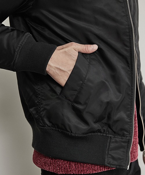 UNION STATION（ユニオンステーション）の「フォースナイロンMA-1ブルゾン（MA-1・メンズ・ライトブルー/ブラック/カーキ・M/L/LL）」の8枚目の写真