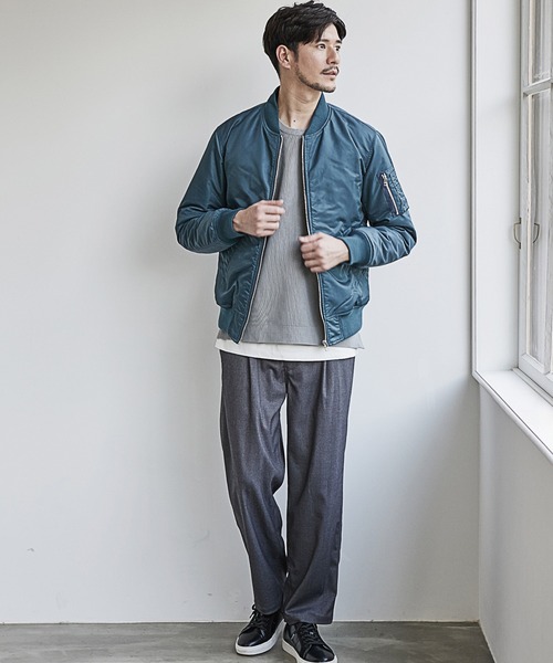 UNION STATION（ユニオンステーション）の「フォースナイロンMA-1ブルゾン（MA-1・メンズ・ライトブルー/ブラック/カーキ・M/L/LL）」の15枚目の写真