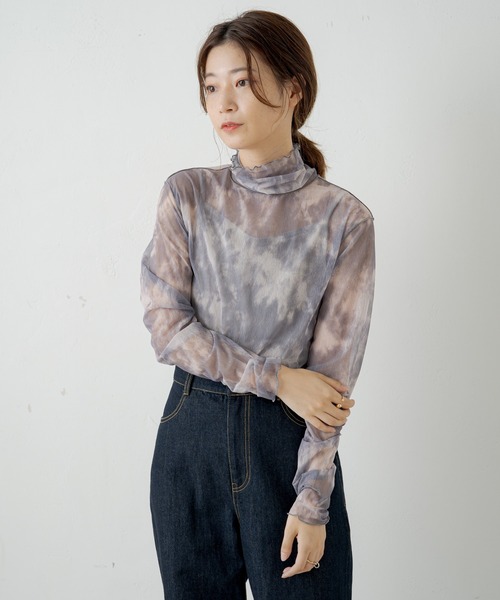 Kastane（カスタネ）の「シアータイダイハイネックインナー（シャツ/ブラウス・レディース・ブラウン/グレー・FREE）」の10枚目の写真