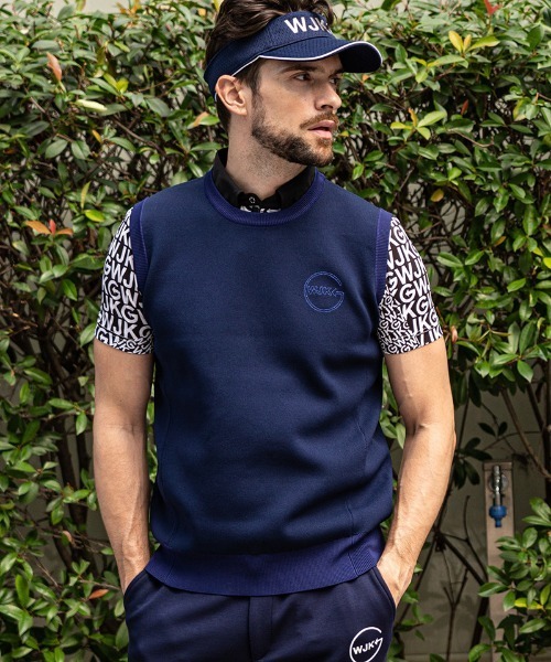 wjk(ダヴルジェイケイ)の「mcg3139--GOLF-WJKG- knit vest ベスト(ベスト・メンズ・ブラック×グレー/ホワイト系その他/ネイビー・M/S/L)」の3枚目の写真