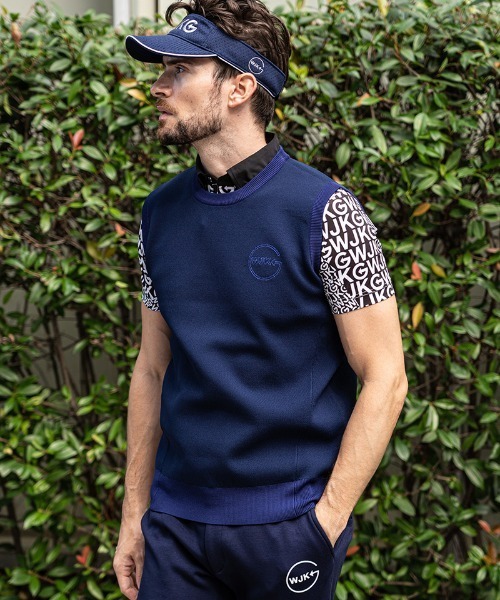 wjk(ダヴルジェイケイ)の「mcg3139--GOLF-WJKG- knit vest ベスト(ベスト・メンズ・ブラック×グレー/ホワイト系その他/ネイビー・M/S/L)」の6枚目の写真
