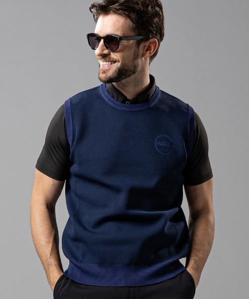 wjk(ダヴルジェイケイ)の「mcg3139--GOLF-WJKG- knit vest ベスト(ベスト・メンズ・ブラック×グレー/ホワイト系その他/ネイビー・M/S/L)」の7枚目の写真