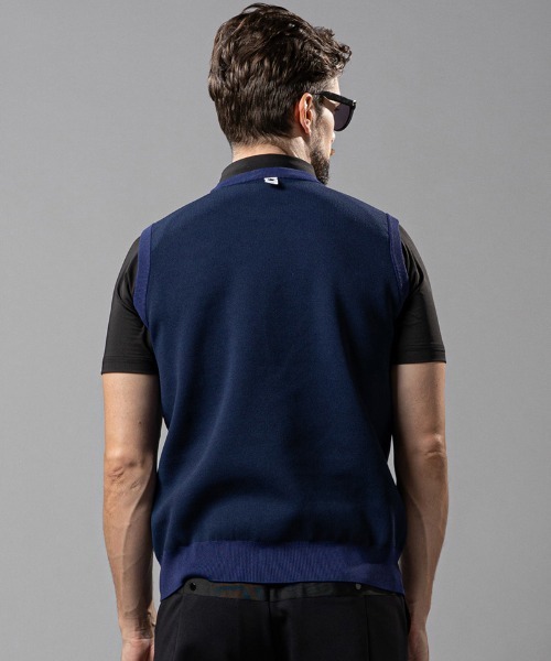 wjk(ダヴルジェイケイ)の「mcg3139--GOLF-WJKG- knit vest ベスト(ベスト・メンズ・ブラック×グレー/ホワイト系その他/ネイビー・M/S/L)」の10枚目の写真