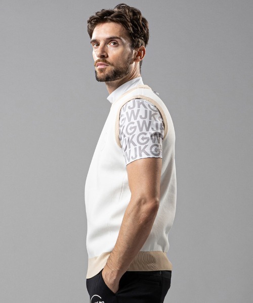 wjk(ダヴルジェイケイ)の「mcg3139--GOLF-WJKG- knit vest ベスト(ベスト・メンズ・ブラック×グレー/ホワイト系その他/ネイビー・M/S/L)」の13枚目の写真