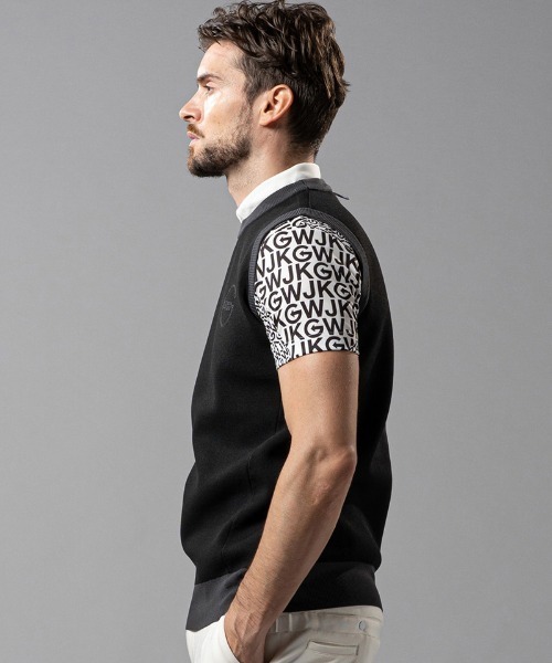 wjk(ダヴルジェイケイ)の「mcg3139--GOLF-WJKG- knit vest ベスト(ベスト・メンズ・ブラック×グレー/ホワイト系その他/ネイビー・M/S/L)」の19枚目の写真