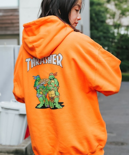 THRASHER（スラッシャー）の「THRASHER×TMNT/スラッシャー×ティーンエイジ・ミュータント・ニンジャ・タートルズ HD001 フーディー（パーカー・メンズ・ブラック/アッシュ/オレンジ・L/M/XL）」の3枚目の写真
