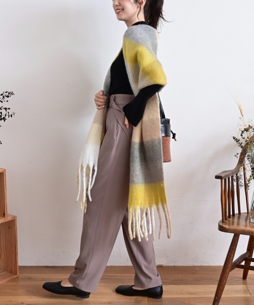 FREE'S MART（フリーズマート）の「◆大柄チェックストール（ストール/ショール・レディース・イエロー系その他/ブルー・ﾌﾘ-）」の9枚目の写真