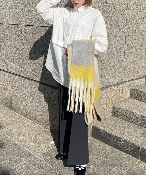 FREE'S MART（フリーズマート）の「◆大柄チェックストール（ストール/ショール・レディース・イエロー系その他/ブルー・ﾌﾘ-）」の4枚目の写真