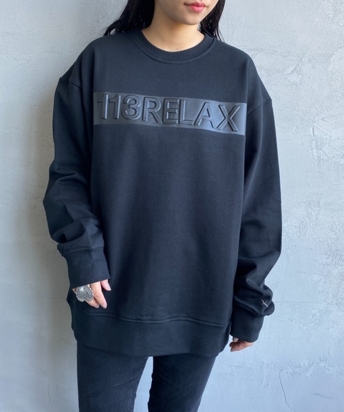 1piu1uguale3 RELAX（ウノピュウノウグァーレトレリラックス）の「[1PIU1UGUALE3 RELAX/ウノピゥウノウグァーレトレ リラックス] 別注 エンボス加工ボックスロゴプリント クルーネックスウェット（スウェット・レディース・ホワイト/ブラック・S/M/L）」の17枚目の写真