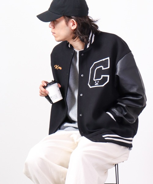 KRIFF MAYER（クリフメイヤー）の「KRIFF MAYER 袖切替メルトンスタジャン（スタジャン・メンズ・ブラック・M/L/XL）」の15枚目の写真