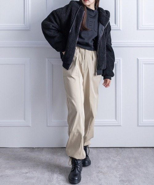 clear（クリア）の「ショート丈ボアブルゾン（ブルゾン・レディース・ピンク/ブラック/ベージュ・F）」の10枚目の写真