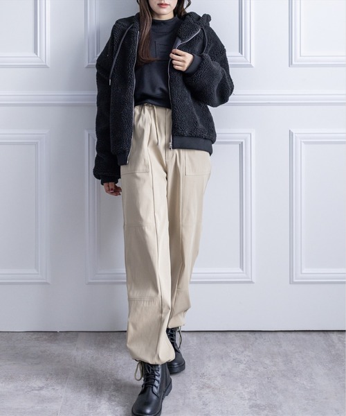 clear（クリア）の「ショート丈ボアブルゾン（ブルゾン・レディース・ピンク/ブラック/ベージュ・F）」の9枚目の写真