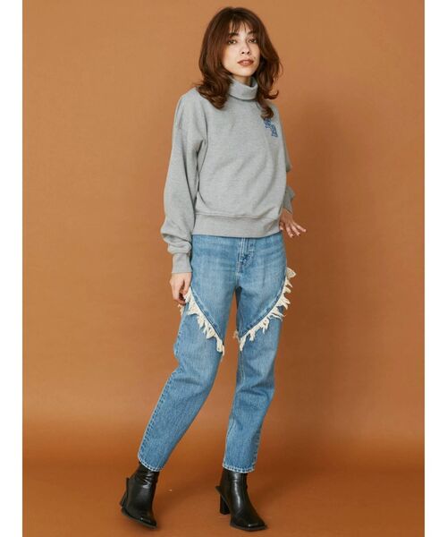 EVRIS（エヴリス）の「フリンジデザインテーパードデニムパンツ（デニムパンツ・レディース・インディゴブルー/ライトブルー・SMALL/MEDIUM）」の22枚目の写真