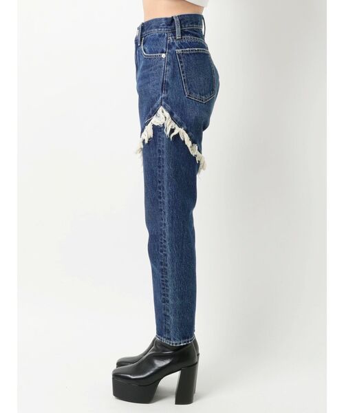 EVRIS（エヴリス）の「フリンジデザインテーパードデニムパンツ（デニムパンツ・レディース・インディゴブルー/ライトブルー・SMALL/MEDIUM）」の9枚目の写真