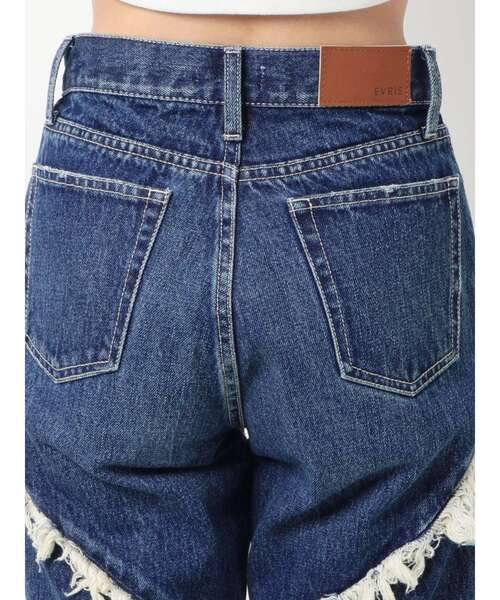 EVRIS（エヴリス）の「フリンジデザインテーパードデニムパンツ（デニムパンツ・レディース・インディゴブルー/ライトブルー・SMALL/MEDIUM）」の6枚目の写真