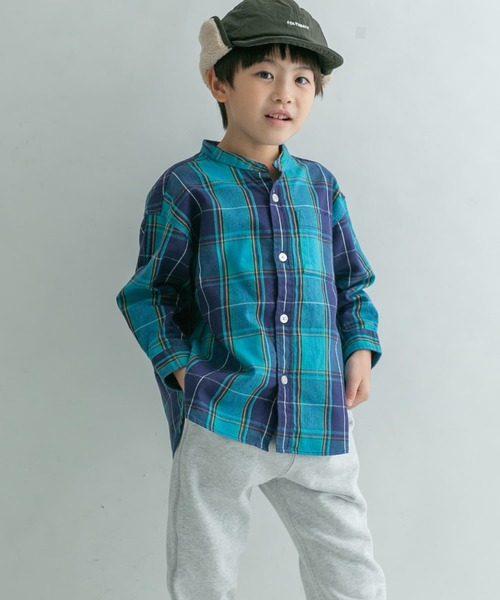 FORK&SPOON（フォークアンドスプーン）の「FORK&SPOON　ネルバンドカラールーズシャツ(KIDS)（シャツ/ブラウス・キッズ・ネイビー/アイボリー・105/135/120）」の6枚目の写真