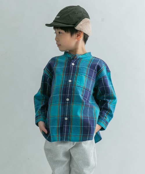 FORK&SPOON（フォークアンドスプーン）の「FORK&SPOON　ネルバンドカラールーズシャツ(KIDS)（シャツ/ブラウス・キッズ・ネイビー/アイボリー・105/135/120）」の7枚目の写真