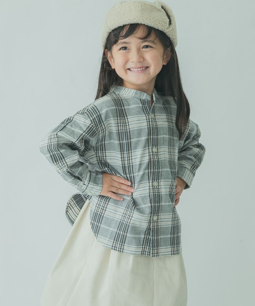 FORK&SPOON（フォークアンドスプーン）の「FORK&SPOON　ネルバンドカラールーズシャツ(KIDS)（シャツ/ブラウス・キッズ・ネイビー/アイボリー・105/135/120）」の9枚目の写真