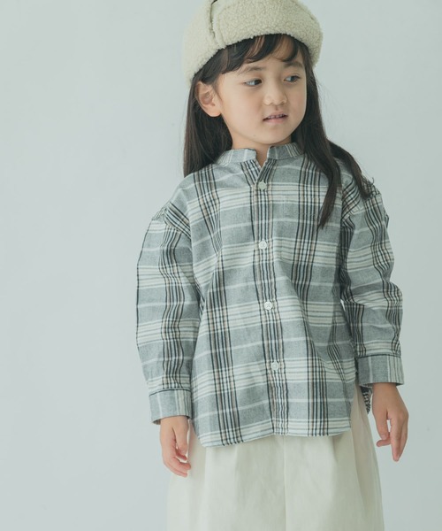 FORK&SPOON（フォークアンドスプーン）の「FORK&SPOON　ネルバンドカラールーズシャツ(KIDS)（シャツ/ブラウス・キッズ・ネイビー/アイボリー・105/135/120）」の3枚目の写真