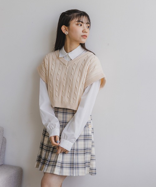 repipi armario(レピピ アルマリオ)の「セットアイテム☆ショートベスト&ショートシャツ(シャツ/ブラウス・キッズ・グリーン系その他/ブラック/アイボリー・SMALL/MEDIUM/LARGE)」の2枚目の写真
