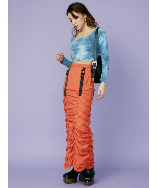 EVRIS（エヴリス）の「ボリュームギャザーロングスカート（スカート・レディース・ブラック/オレンジ/カーキ・FREE）」の9枚目の写真