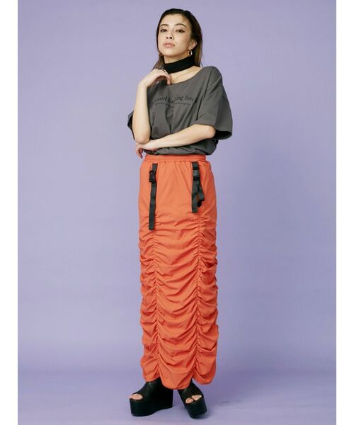 EVRIS（エヴリス）の「ボリュームギャザーロングスカート（スカート・レディース・ブラック/オレンジ/カーキ・FREE）」の14枚目の写真