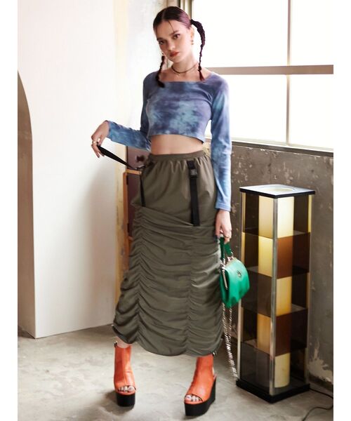 EVRIS（エヴリス）の「ボリュームギャザーロングスカート（スカート・レディース・ブラック/オレンジ/カーキ・FREE）」の13枚目の写真