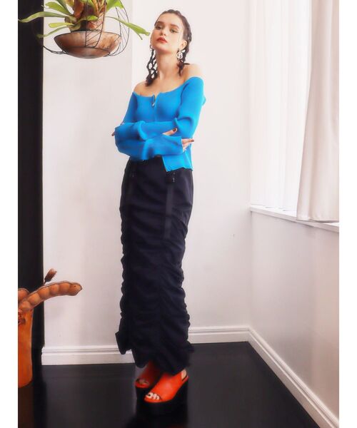 EVRIS（エヴリス）の「ボリュームギャザーロングスカート（スカート・レディース・ブラック/オレンジ/カーキ・FREE）」の10枚目の写真