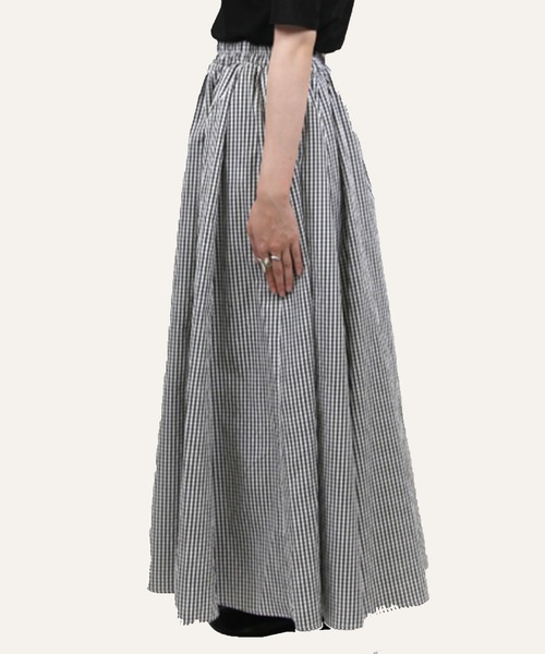 STYLEBLOCK(スタイルブロック)の「ギンガムチェックフレアマキシスカート(スカート・レディース・ネイビー/ライトベージュ/ブラック・M)」の6枚目の写真