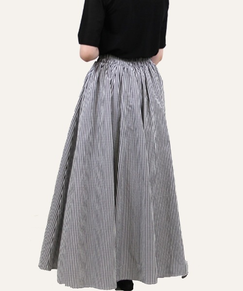 STYLEBLOCK(スタイルブロック)の「ギンガムチェックフレアマキシスカート(スカート・レディース・ネイビー/ライトベージュ/ブラック・M)」の7枚目の写真