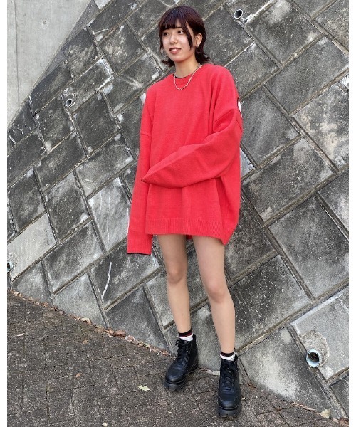 VIBGYOR（ヴィブジョー）の「【Re:one】BACK STDED PRINT KNIT(MA)（ニット/セーター・メンズ・ブラック/レッド/イエロー・FREE）」の4枚目の写真