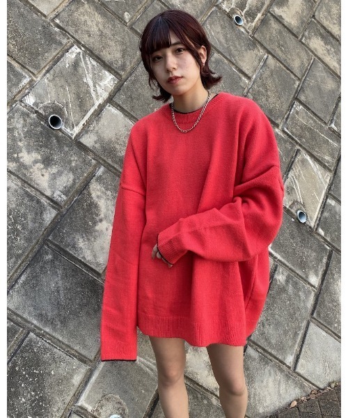 VIBGYOR（ヴィブジョー）の「【Re:one】BACK STDED PRINT KNIT(MA)（ニット/セーター・メンズ・ブラック/レッド/イエロー・FREE）」の12枚目の写真