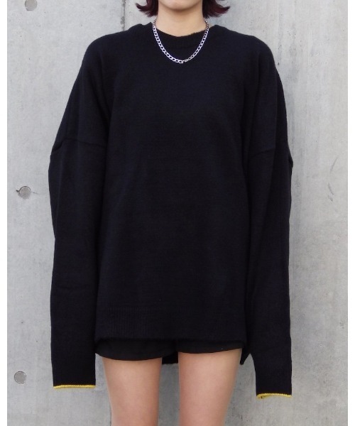 VIBGYOR（ヴィブジョー）の「【Re:one】BACK STDED PRINT KNIT(MA)（ニット/セーター・メンズ・ブラック/レッド/イエロー・FREE）」の9枚目の写真