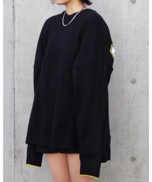 VIBGYOR（ヴィブジョー）の「【Re:one】BACK STDED PRINT KNIT(MA)（ニット/セーター・メンズ・ブラック/レッド/イエロー・FREE）」の5枚目の写真