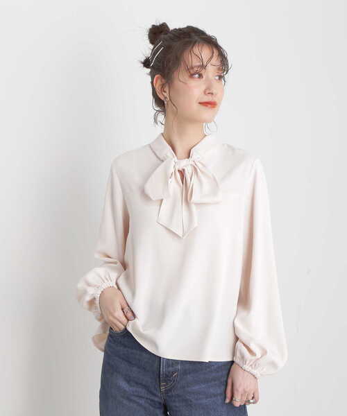 N.(N. Natural Beauty Basic)(エヌエヌナチュラルビューティーベーシック)の「◆前後2WAYボウタイリボンブラウス(シャツ/ブラウス・レディース・ブルー/オフホワイト/グレー・MEDIUM)」の22枚目の写真