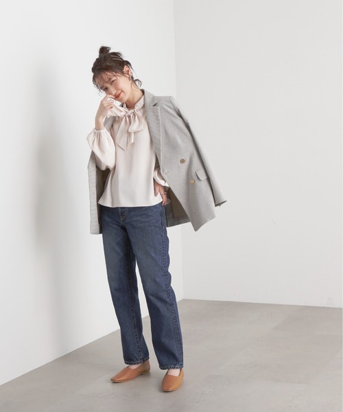 N.(N. Natural Beauty Basic)(エヌエヌナチュラルビューティーベーシック)の「◆前後2WAYボウタイリボンブラウス(シャツ/ブラウス・レディース・ブルー/オフホワイト/グレー・MEDIUM)」の6枚目の写真