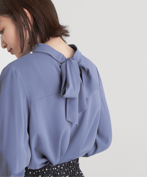 N.(N. Natural Beauty Basic)(エヌエヌナチュラルビューティーベーシック)の「◆前後2WAYボウタイリボンブラウス(シャツ/ブラウス・レディース・ブルー/オフホワイト/グレー・MEDIUM)」の19枚目の写真